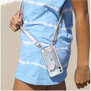 Nordstrom Silver Metallic Phone Pocket Crossbody Wallet Case RFID